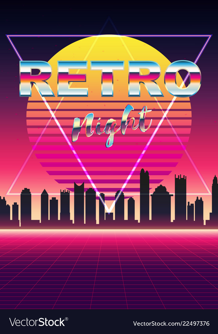 Retro Night City Sci-Fi Background
