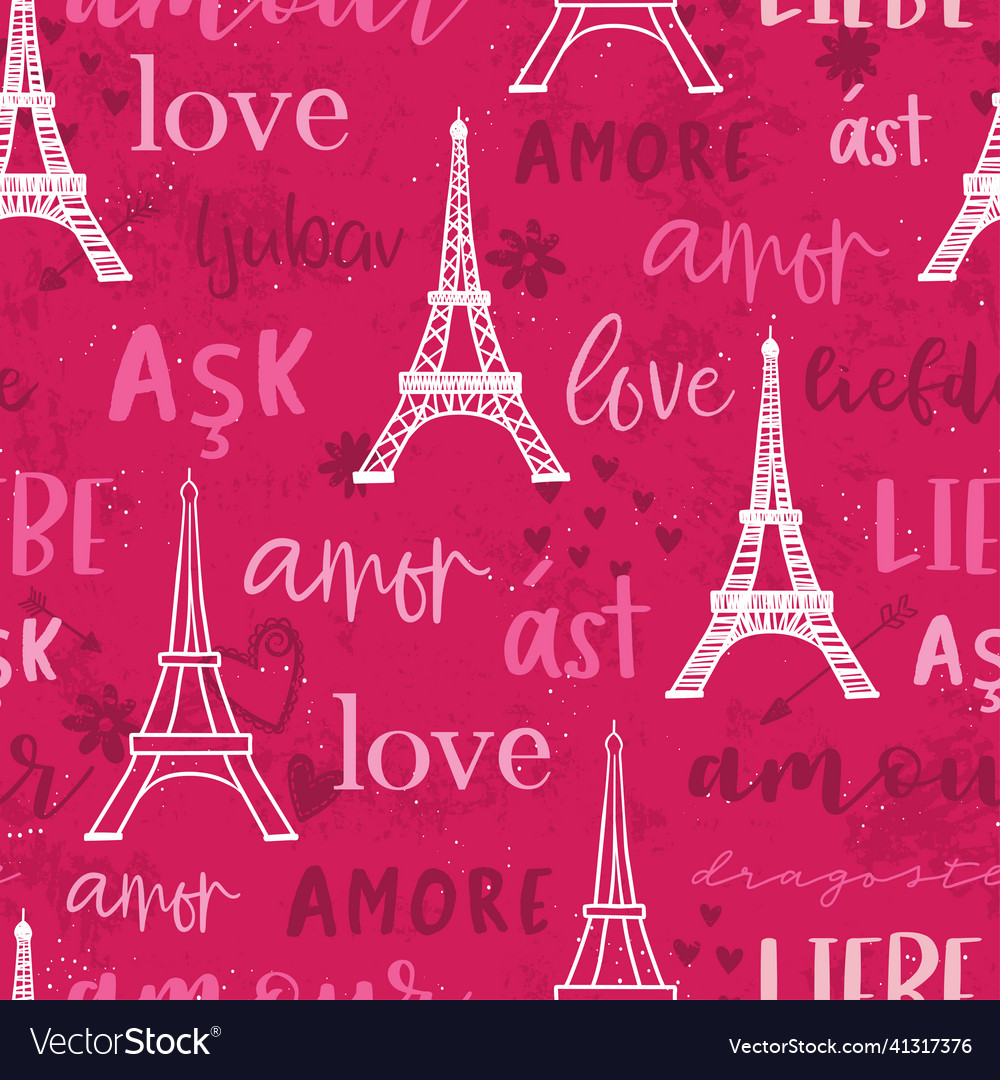 Romantic hand drawn eiffel tower seamless pattern Vector Image Romantic hand drawn eiffel tower seamless pattern