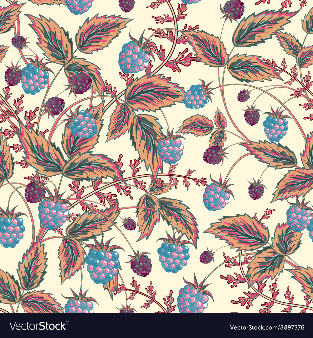 Seamless raspberry pattern cute hand drawing