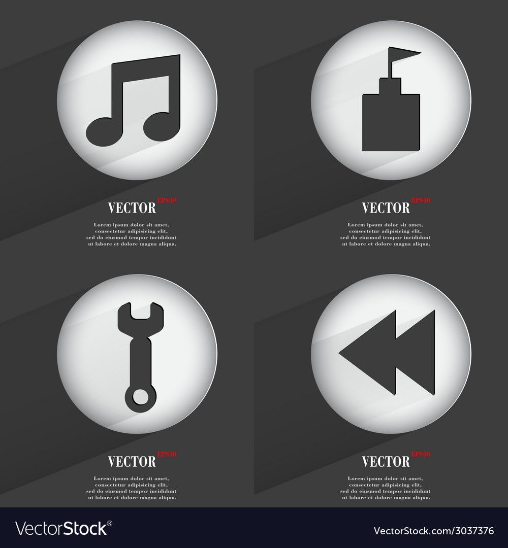 Set of 4 flat buttons icons with shadows