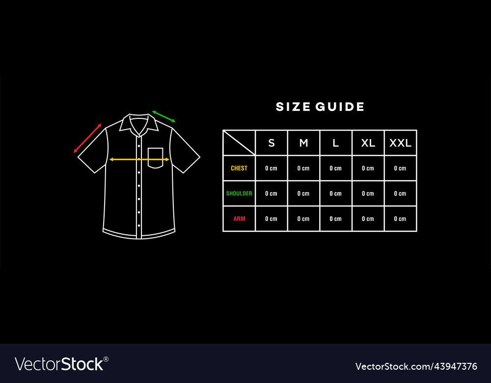 short-sleeve-shirt-size-chart-template-royalty-free-vector