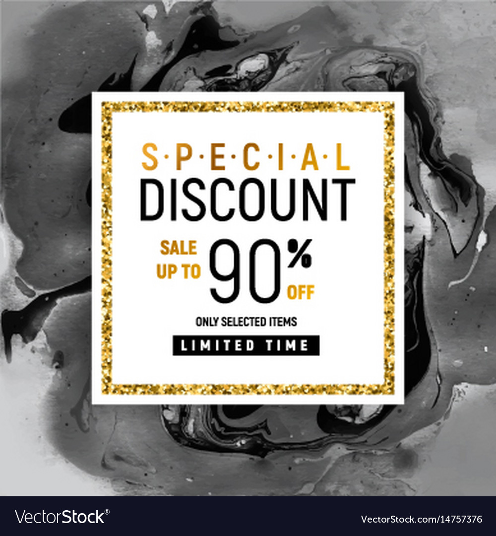 Special discount square golden banner template