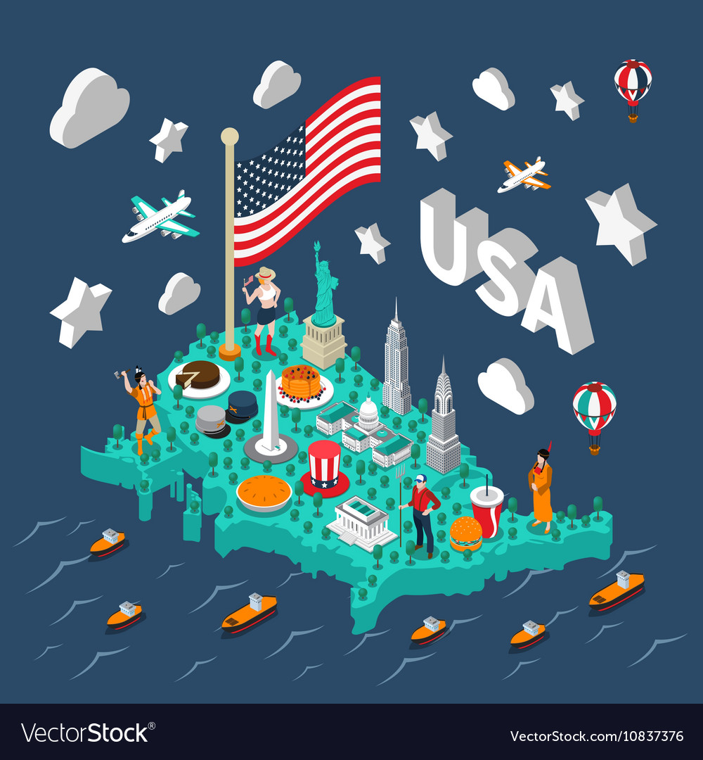 Usa Isometric Map Royalty Free Vector Image Vectorstock Usa Isometric Map Royalty Free Vector Image Vectorstock