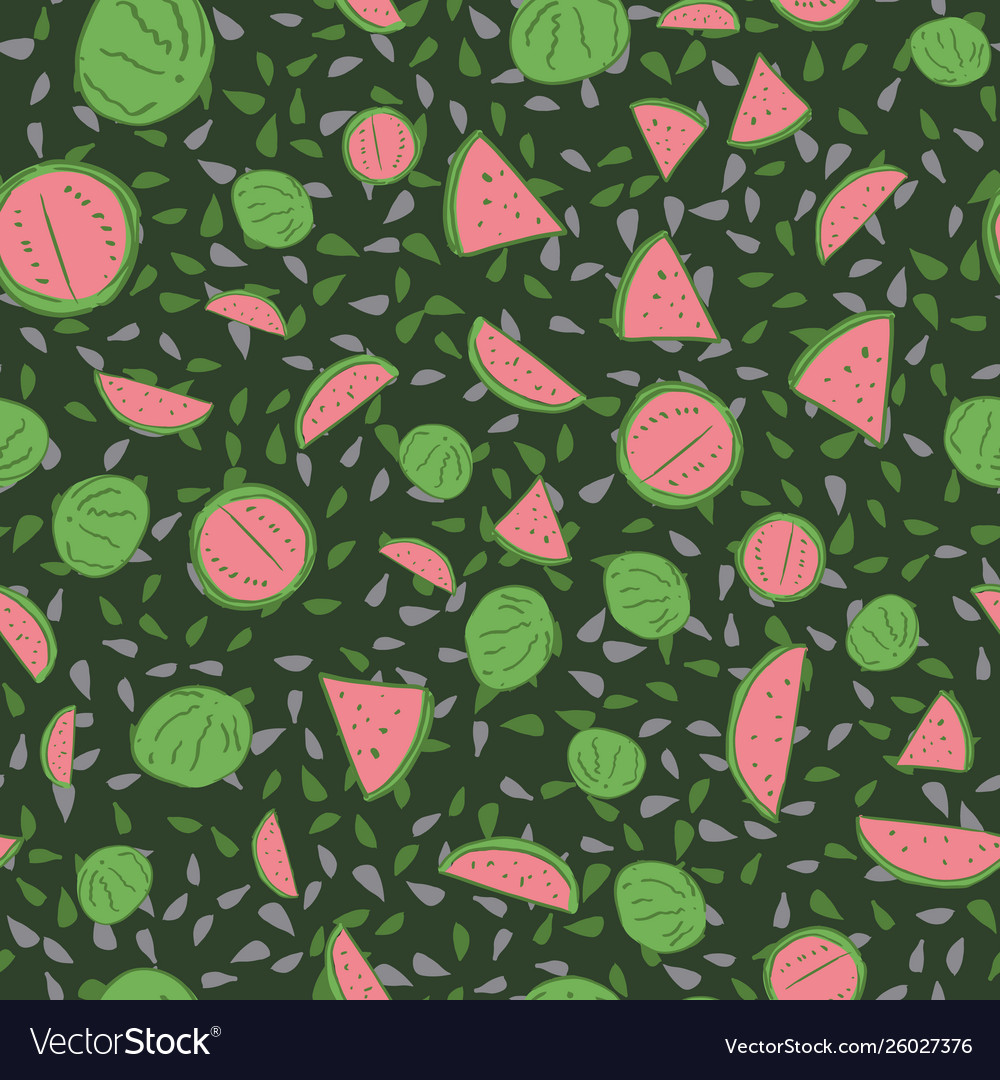 Watermelon seamless repeat pattern design vector image Watermelon seamless repeat pattern design