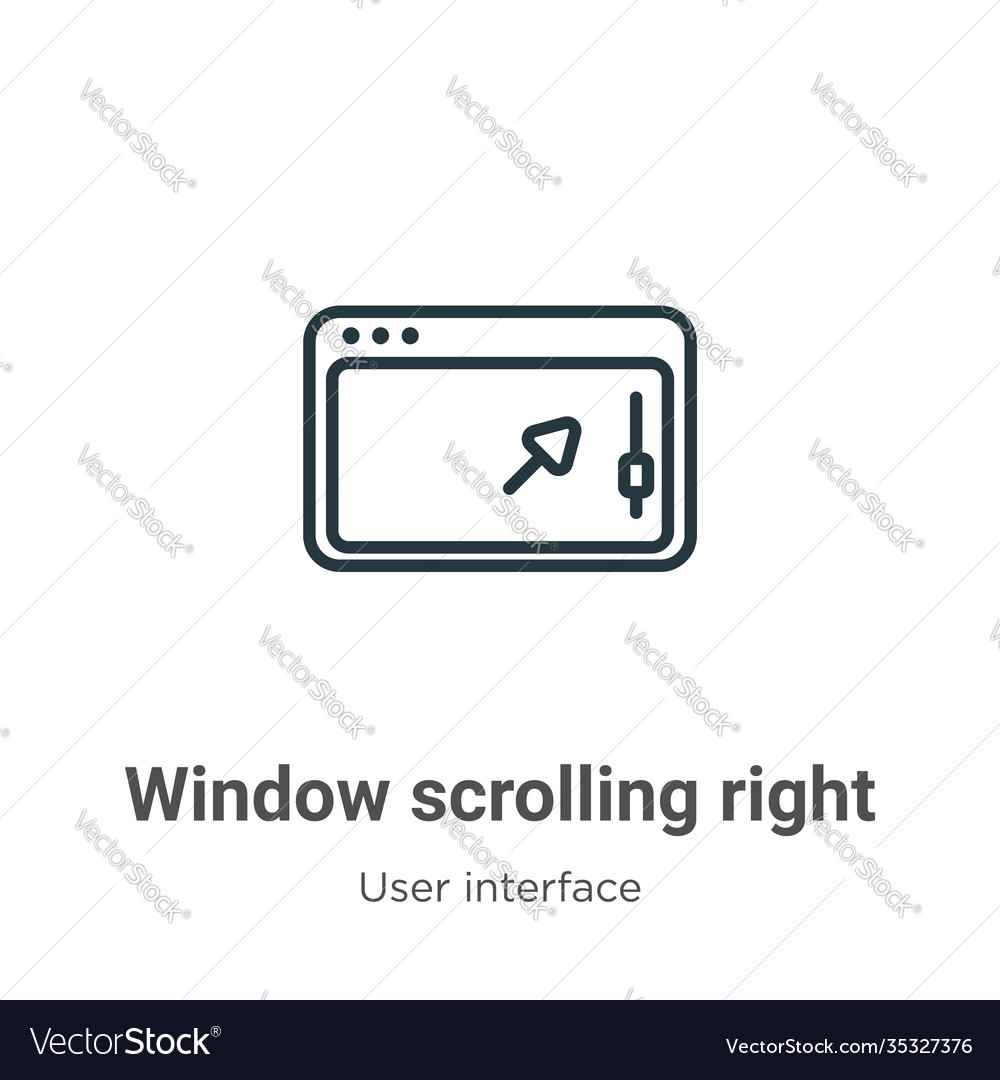 Window scrolling right outline icon thin line Vector Image Window scrolling right outline icon thin line