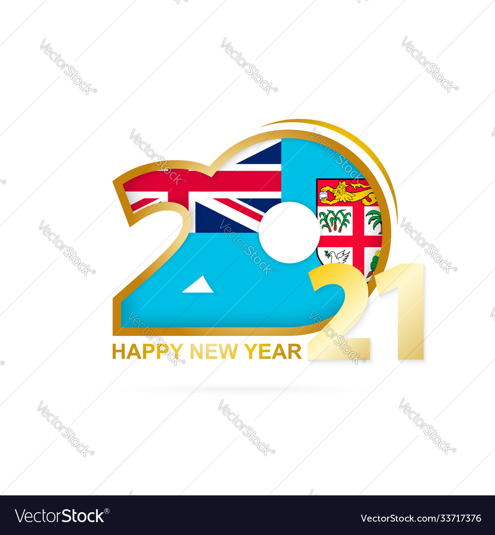 Year 2021 with fiji flag pattern happy new