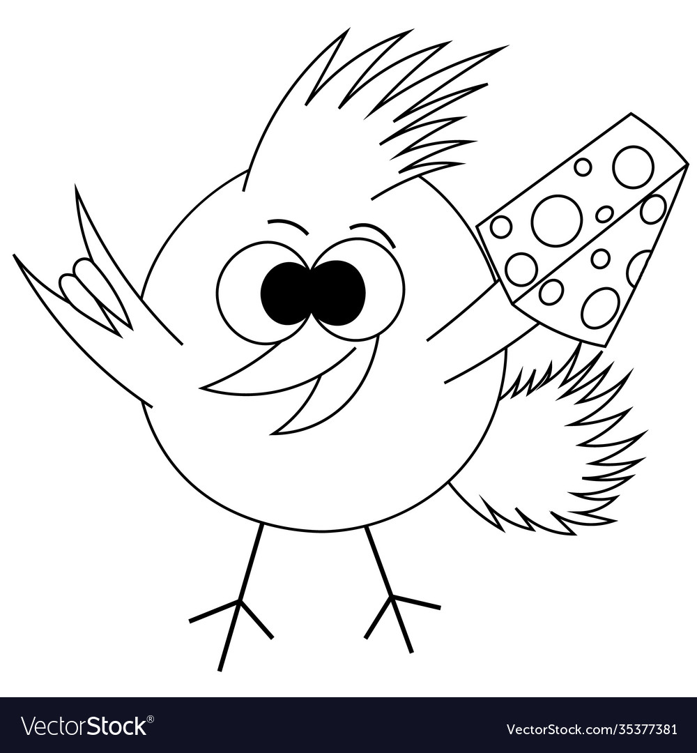 Bird and cheese in black white