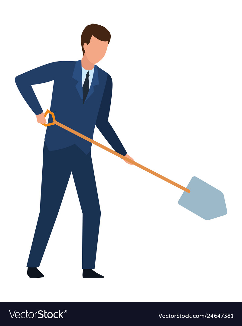 Businessman working with shovel