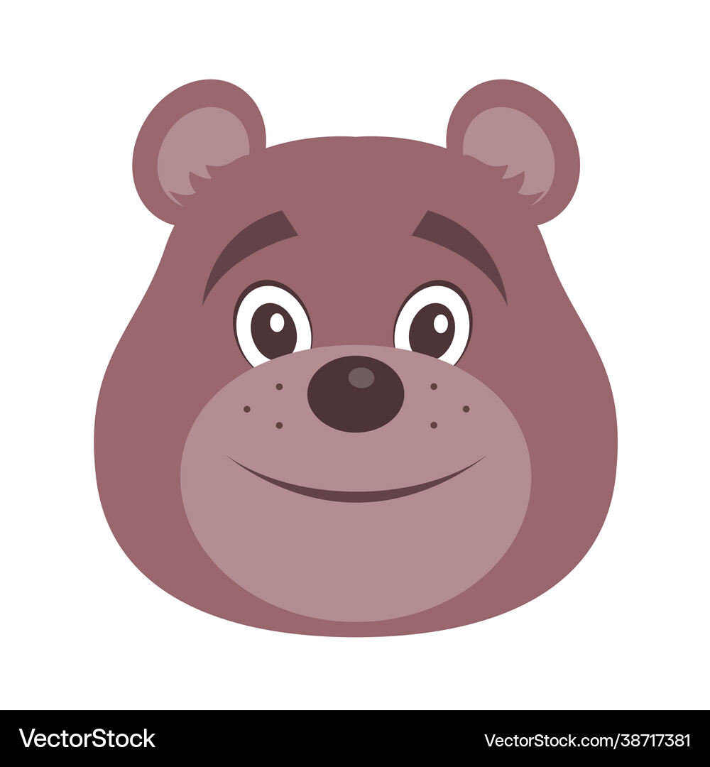 Cartoon good bear head isolated on white Vector Image