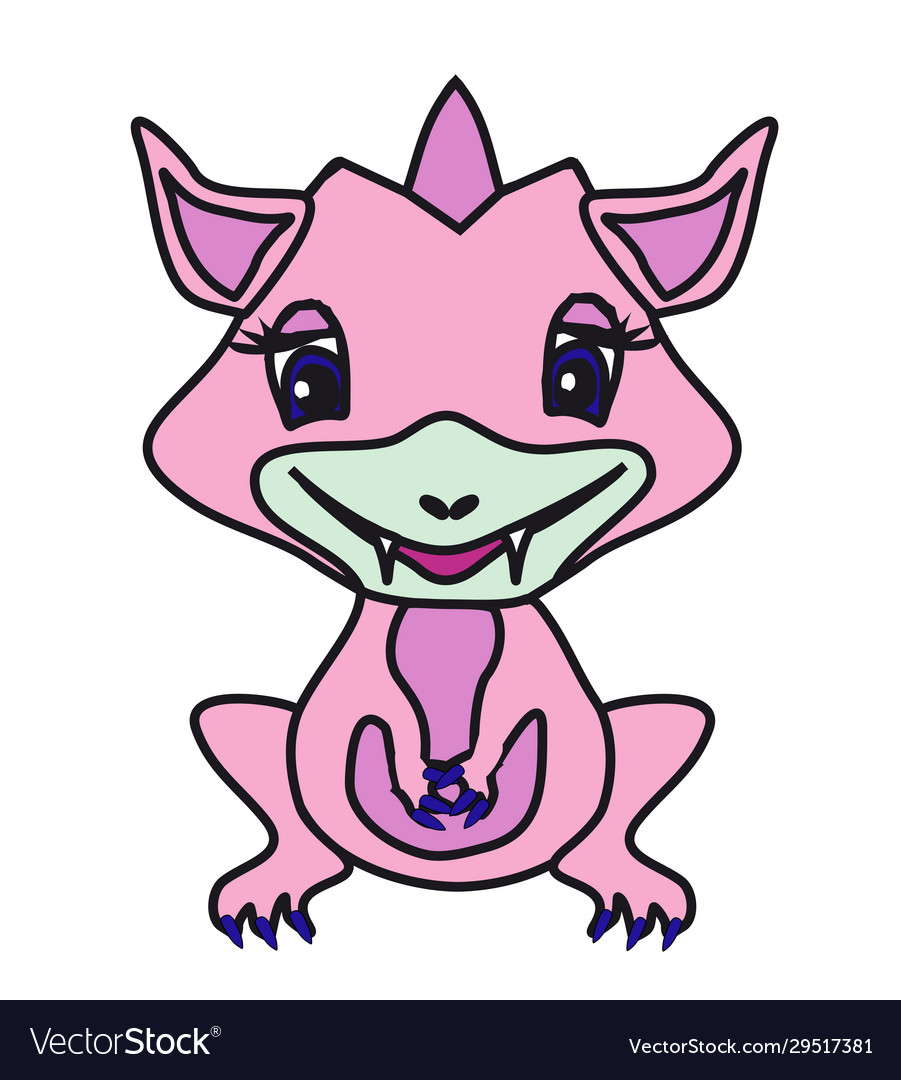 Süße kleine rosa Drachen Mädchen doodle vector image Süße kleine rosa Drachen Mädchen doodle