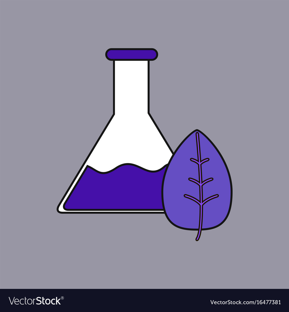 Flat icon design collection lab flask with leaf
