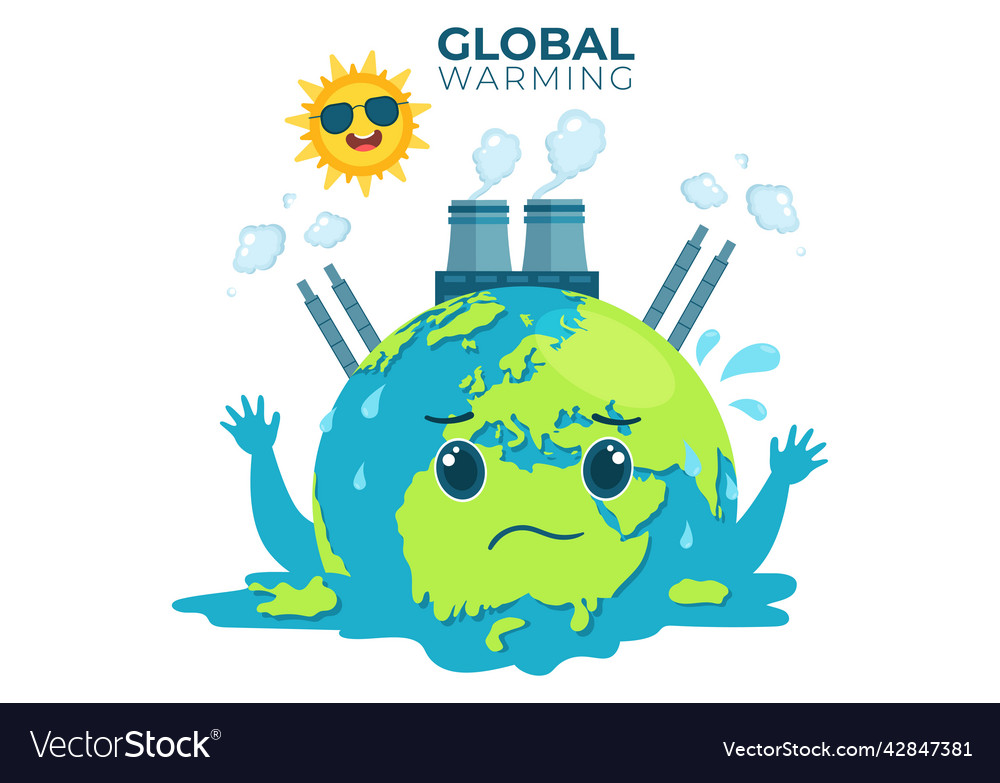 Global warming cartoon style with planet earth Vector Image