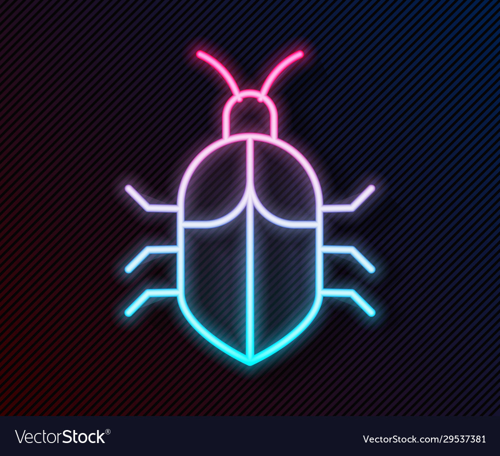 Glowing neon line system bug concept icon isolated vector image Glowing neon line system bug concept icon isolated