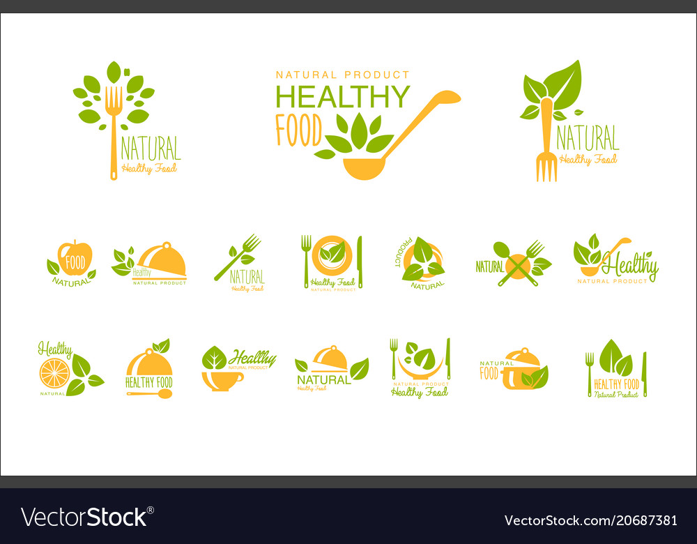 Healthy Food & Drinks Logo Set