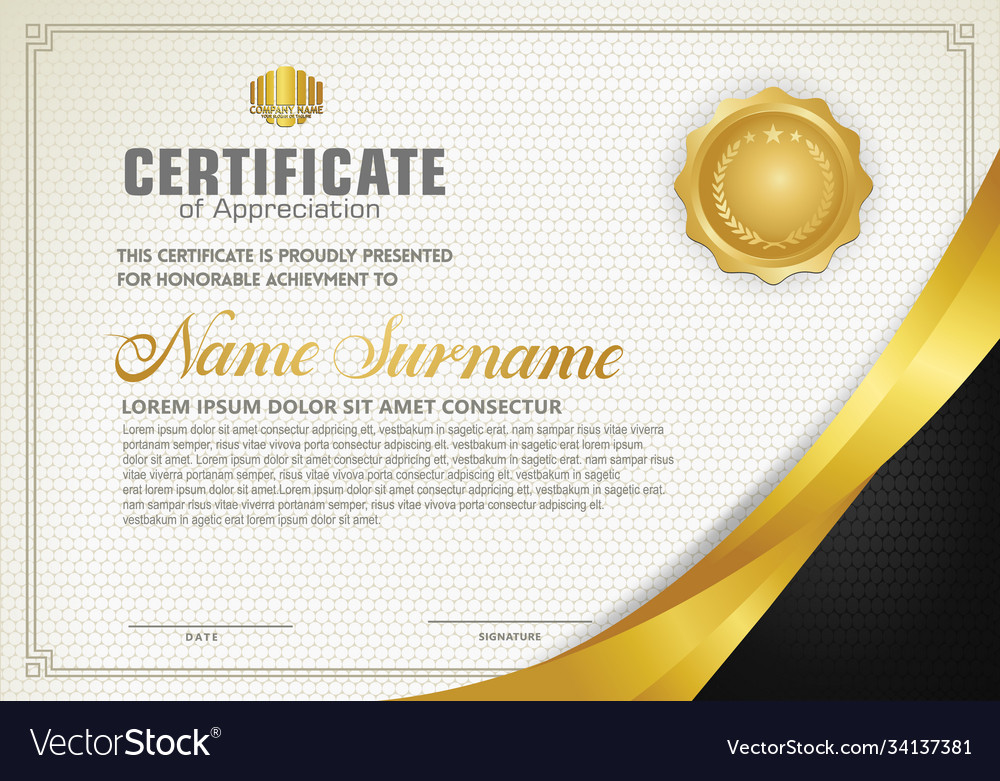 Luxury horizontal certificate template Royalty Free Vector