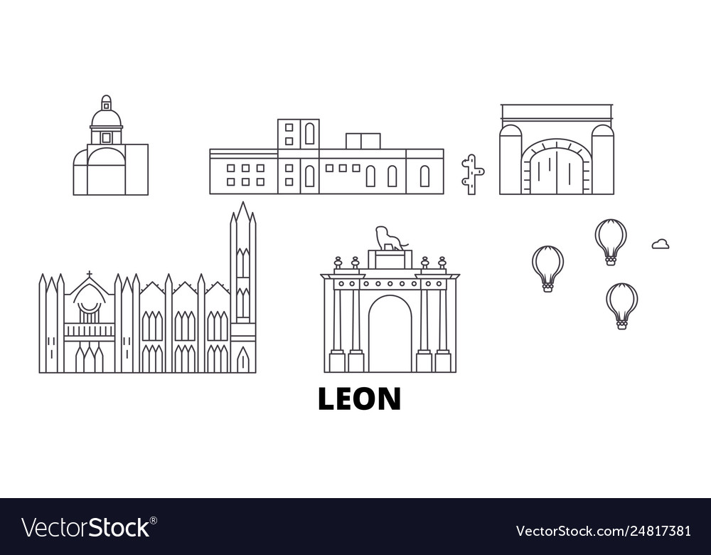 Mexico leon line travel skyline set