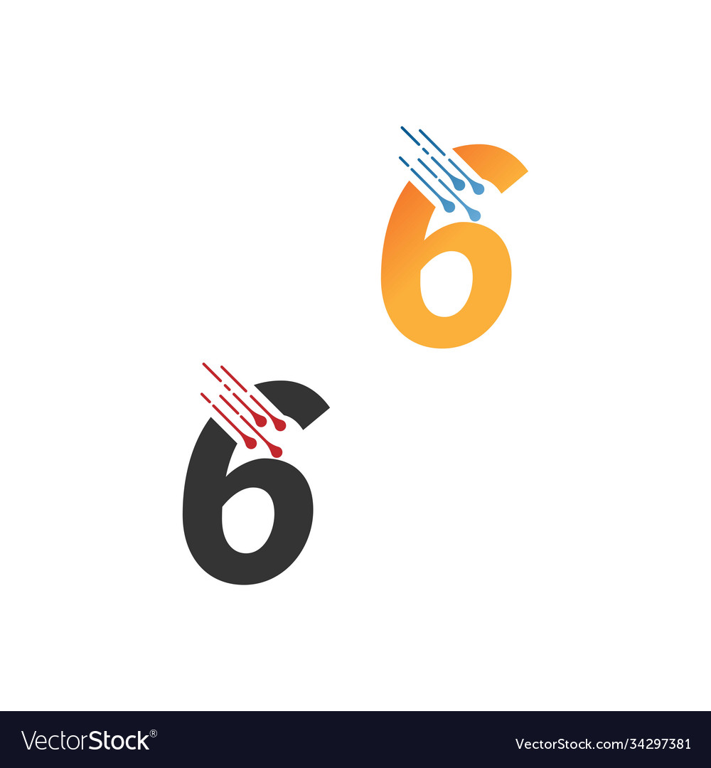 Number 6 simple tech logo with circuit lines Vector Image Number 6 simple tech logo with circuit lines