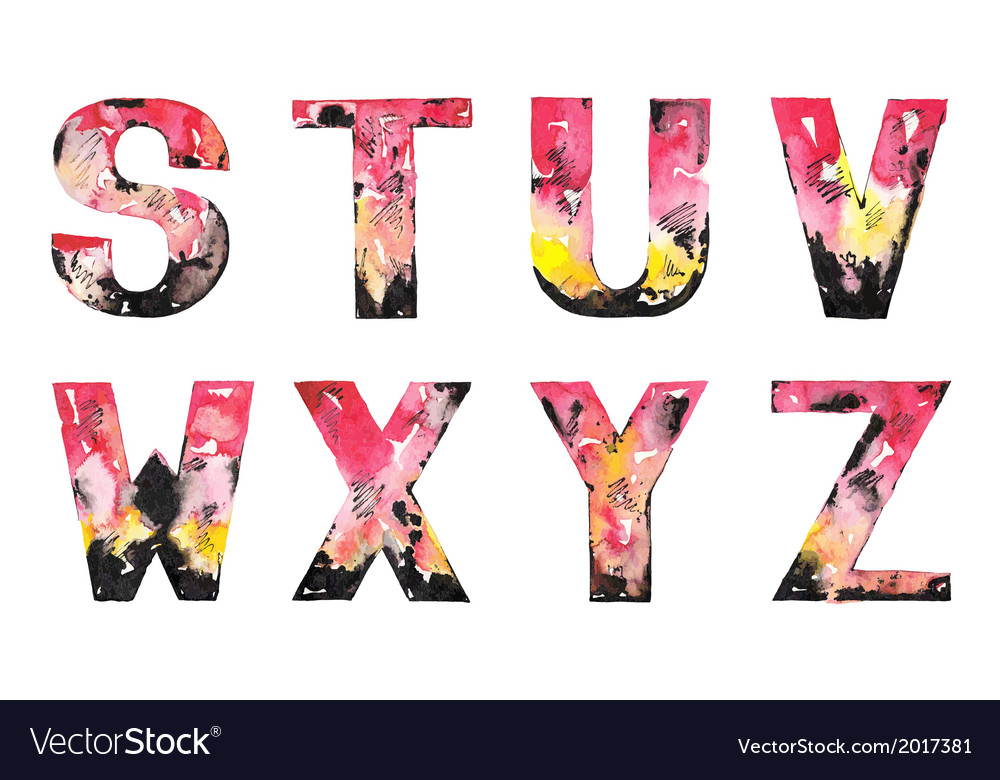 Original handmade watercolor alphabet design Vector Image