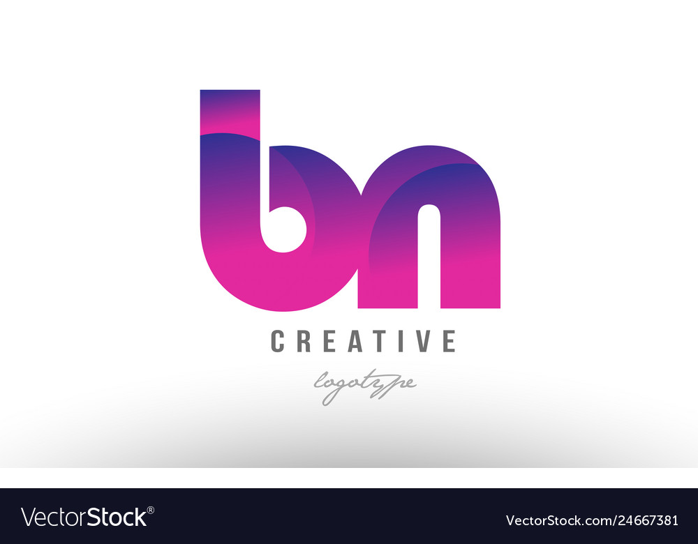 Pink gradient bn b n alphabet letter logo