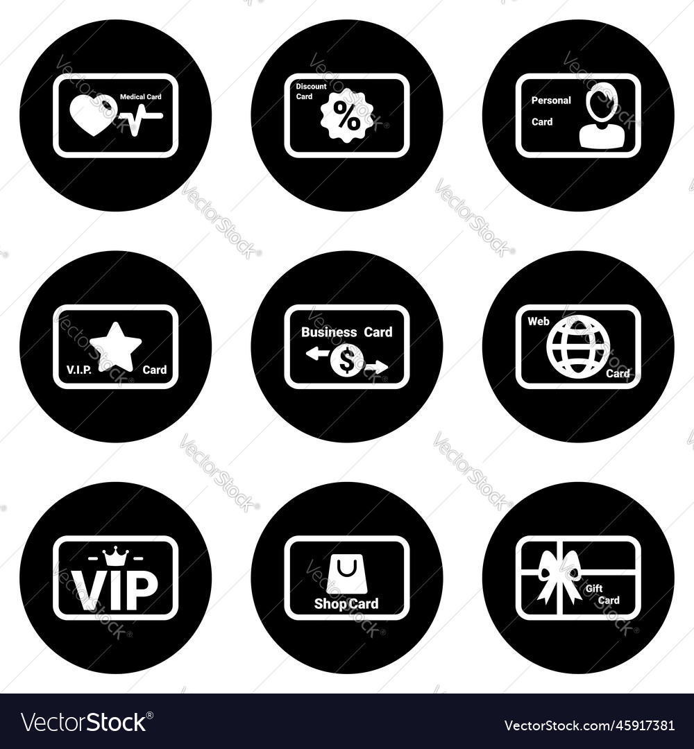 Set of simple icons on a theme card design