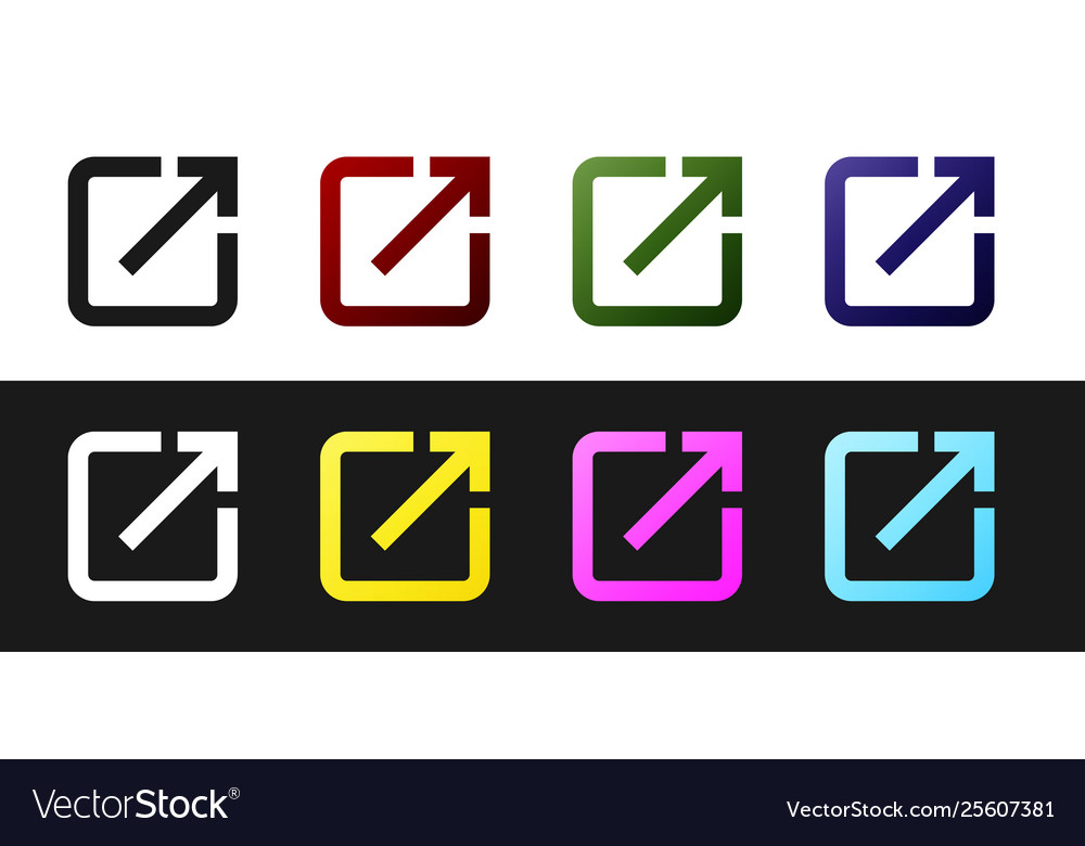 Set open in new window icon isolated on black