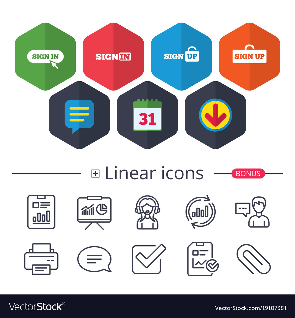 Sign in icons login with arrow hand pointer