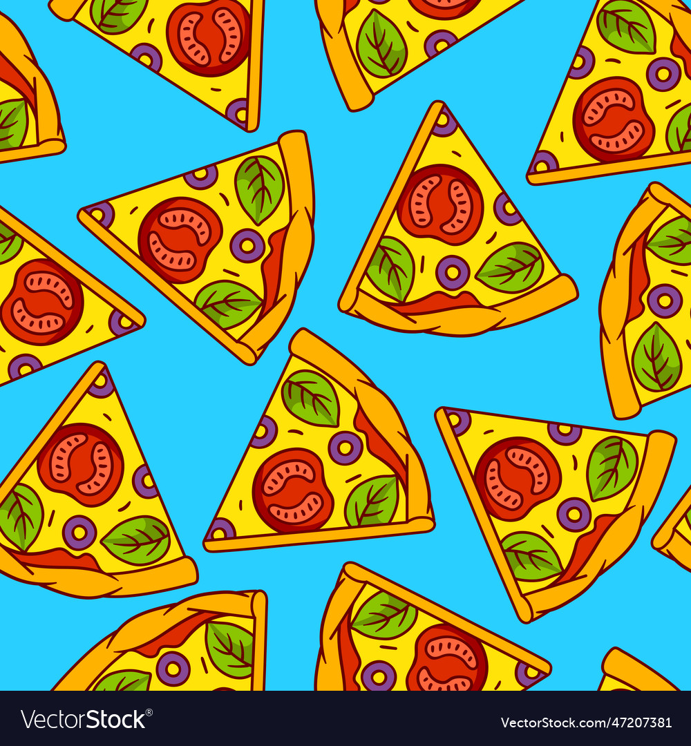 Tasty pizza slices pattern delicious fast food