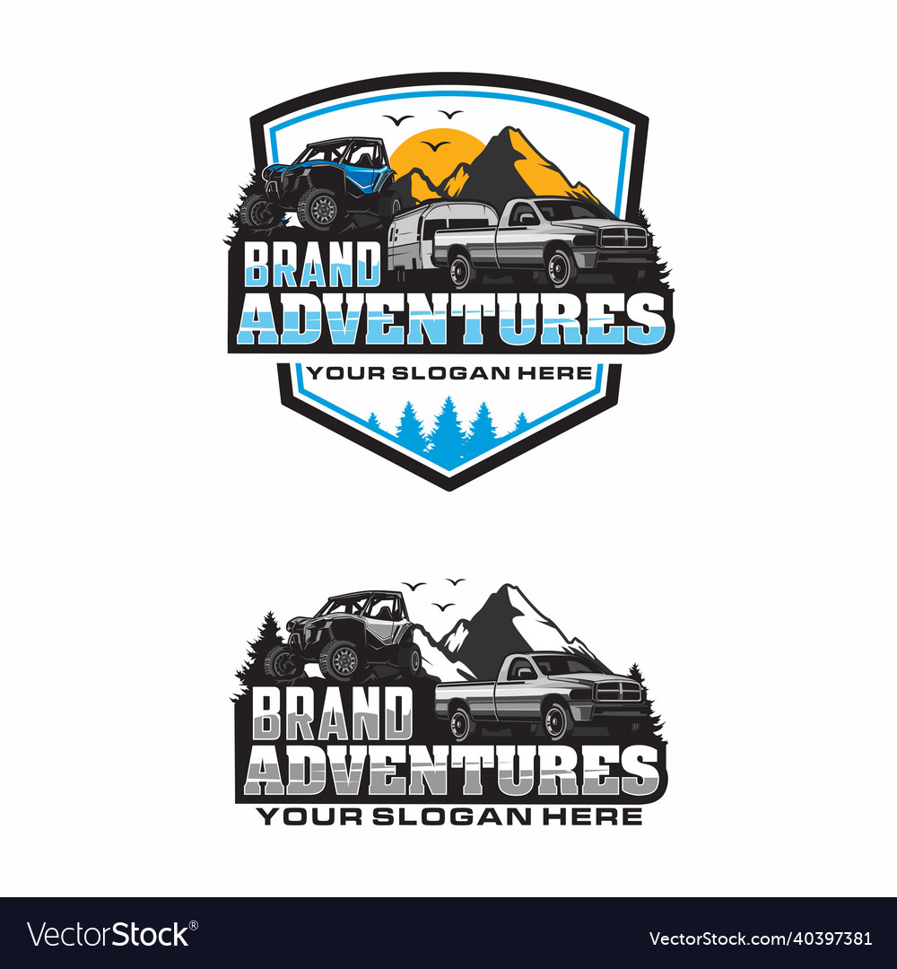 Utv and pickup truck adventure logo vector image Utv and pickup truck adventure logo
