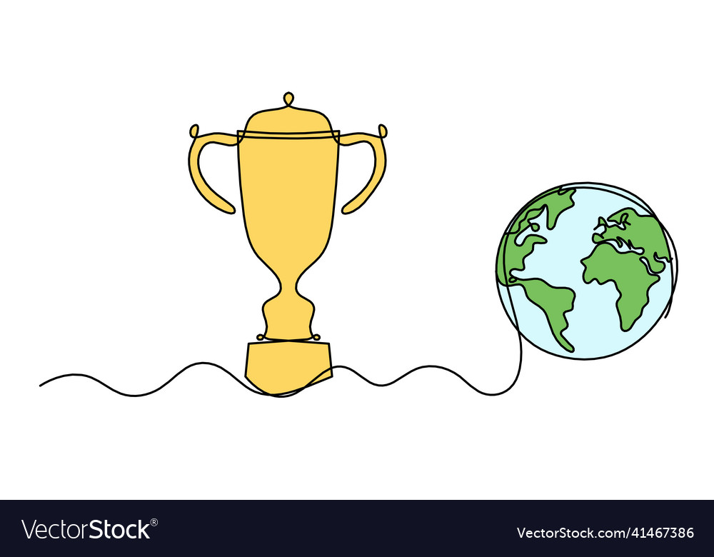 Abstract color cup globe as continuous lines