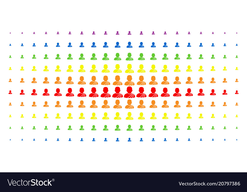 Buddhist monk spectrum halftone effect vector image Buddhist monk spectrum halftone effect