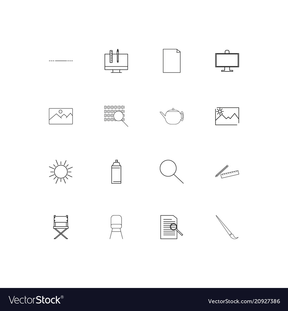 Creative process and design linear thin icons set