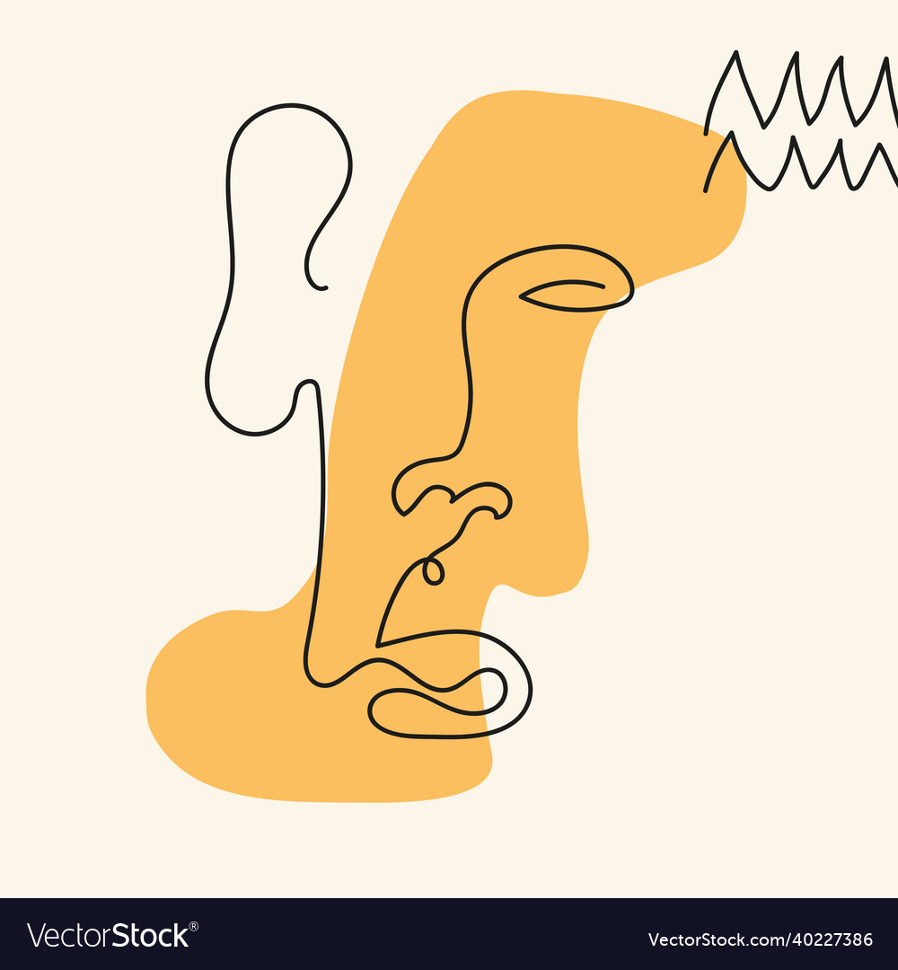 Face with abstract shape lines zigzag in line vector image Face with abstract shape lines zigzag in line