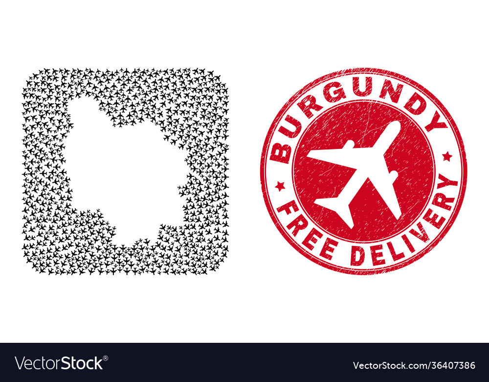 Free delivery rubber stamp and burgundy province vector image Free delivery rubber stamp and burgundy province