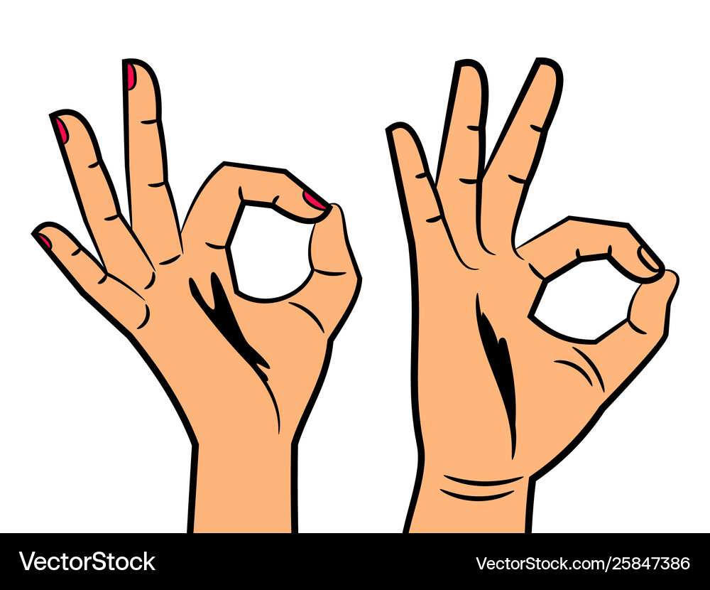 Hands Showing OK Sign - Positive Gesture Vector Image