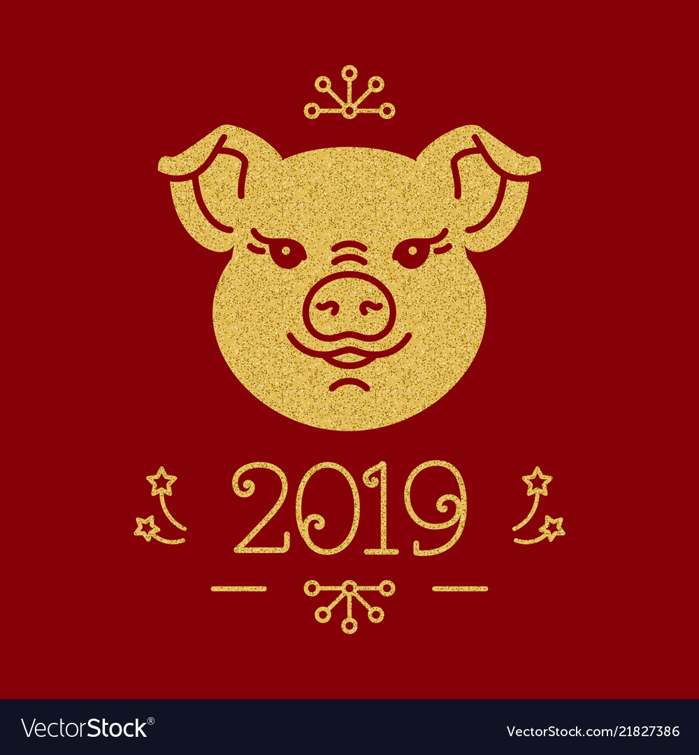 Happy new year card - 2019 of the pig vector image Happy new year card - 2019 of the pig