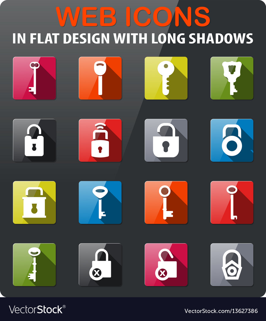 Lock and key icon set