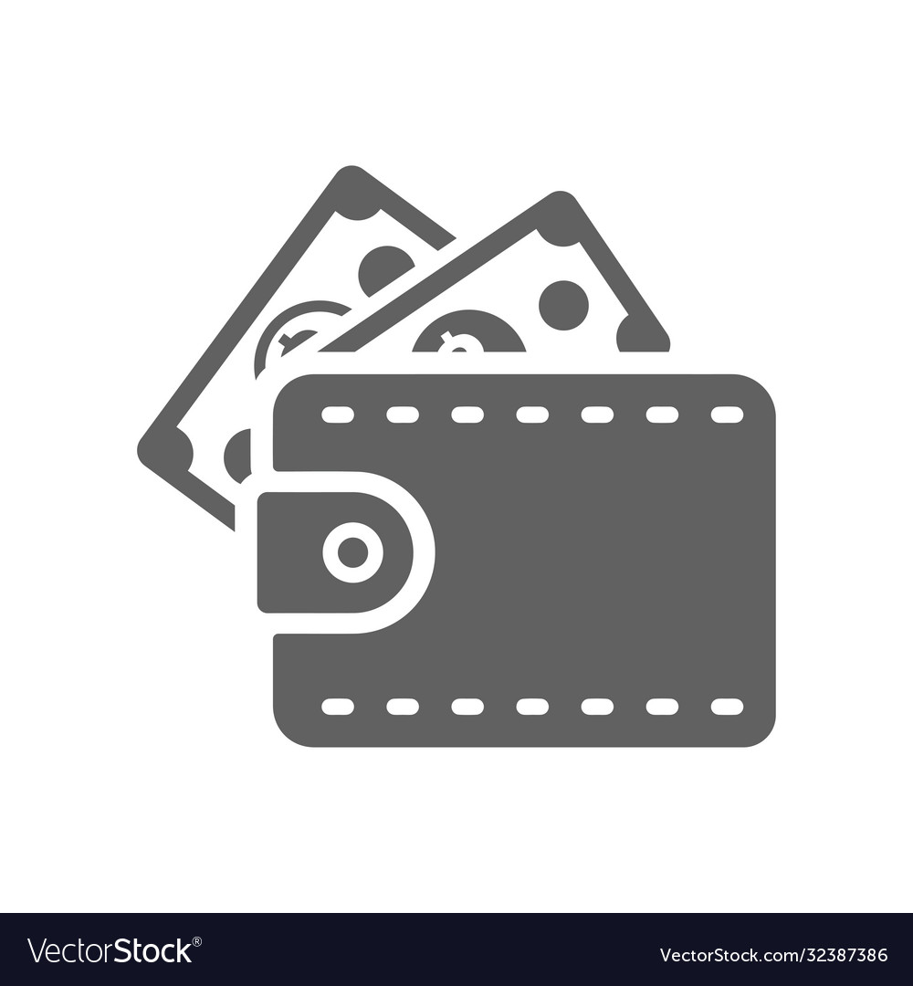 Money bag payment gray wallet icon Royalty Free Vector Image