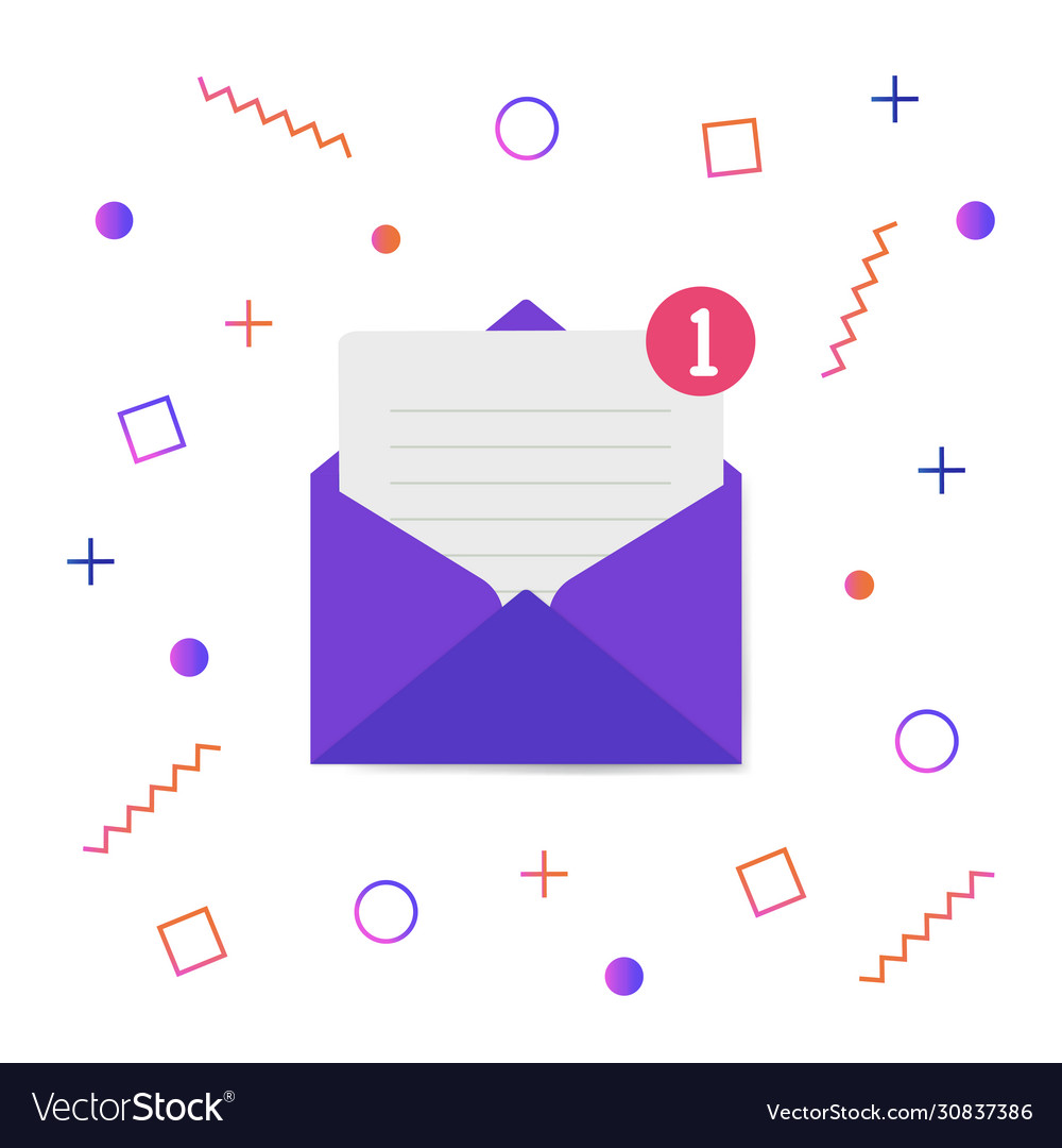 New message icon with notification envelope vector image New message icon with notification envelope
