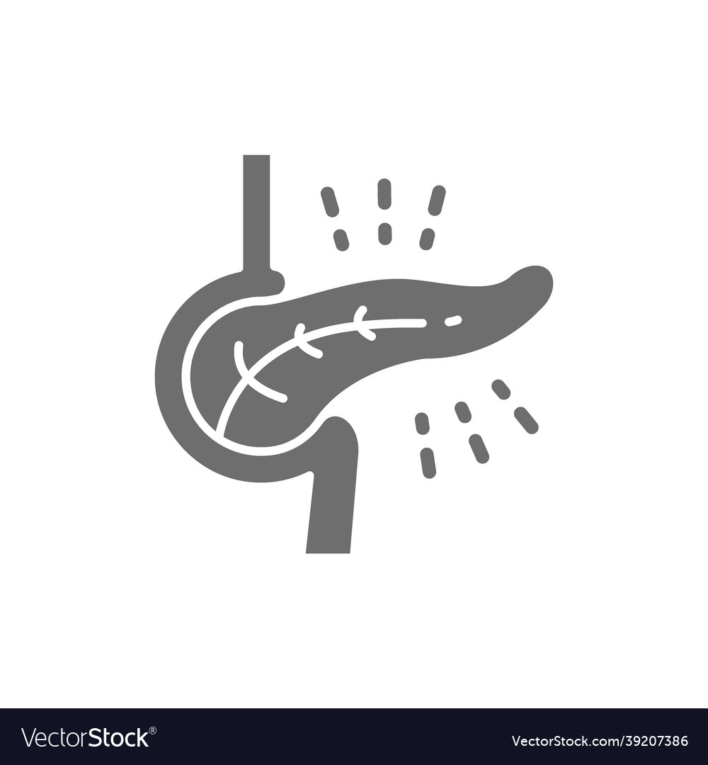 Pancreatic diseases diabetes grey icon isolated