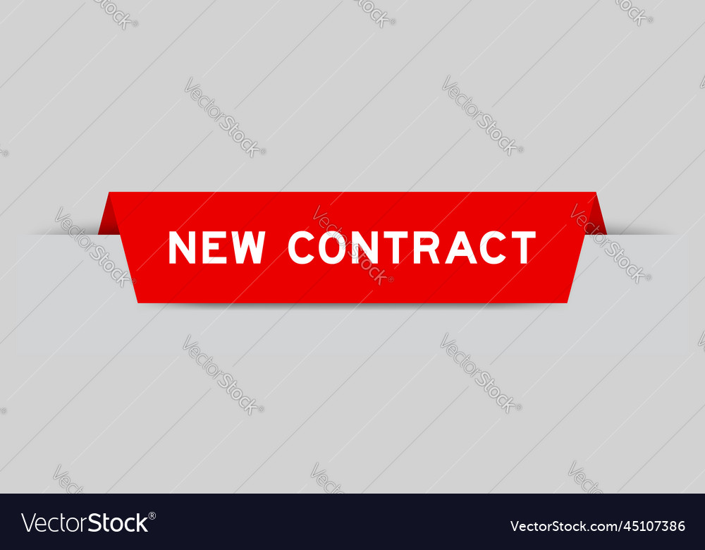 Red color inserted label with word new contract vector image Red color inserted label with word new contract