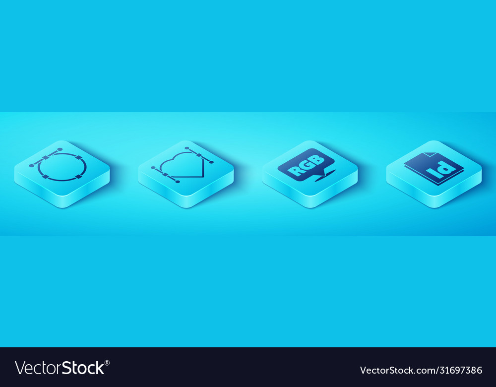 Set isometric circle with bezier curve heart