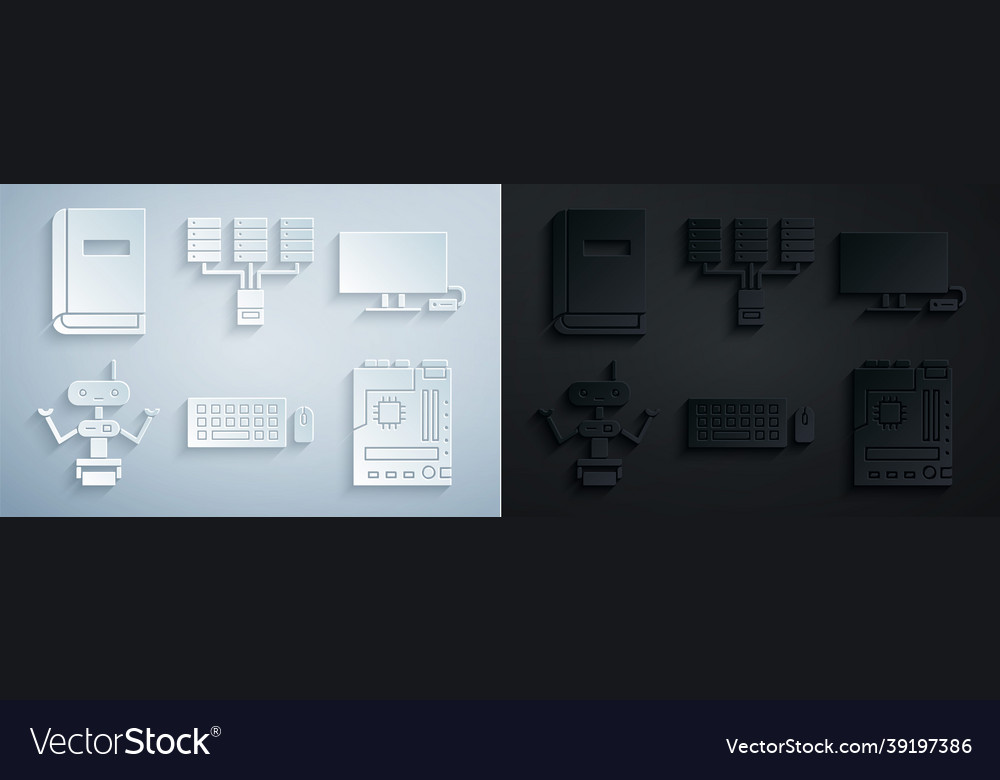 Set keyboard and mouse smart tv robot vector image Set keyboard and mouse smart tv robot