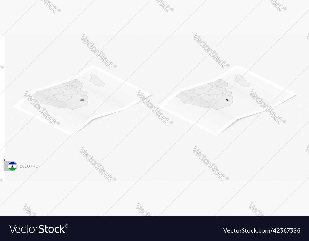 Set of two realistic map lesotho with shadow Vector Image Set of two realistic map lesotho with shadow