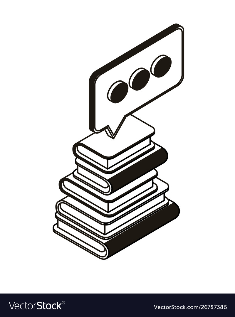 Stack books with speech bubble on white