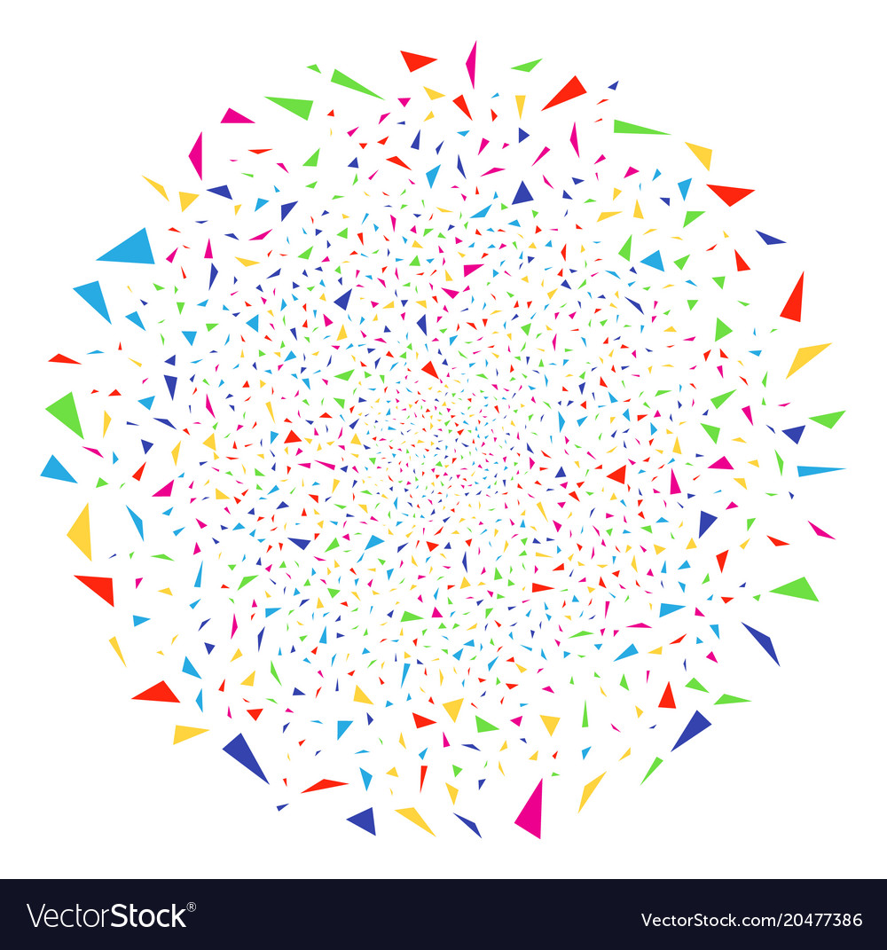 Triangular fragments explosion round cluster