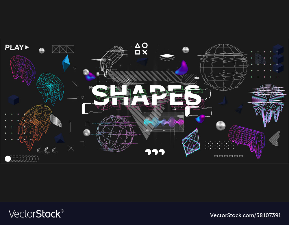 3d shapes and trendy universal elements vector image 3d shapes and trendy universal elements