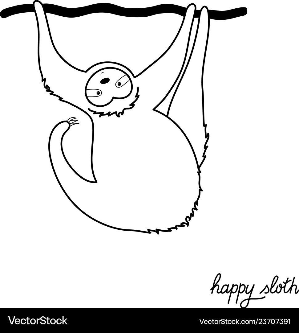 Cute character sloth Royalty Free Vector Image