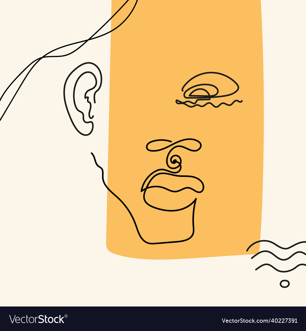 Face with abstract shapes lines wave in line art vector image Face with abstract shapes lines wave in line art