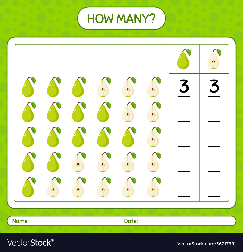 How many counting game with avocado worksheet