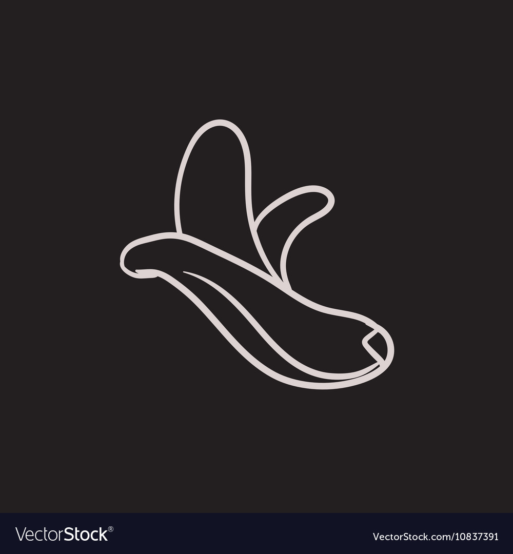 Peeled banana sketch icon